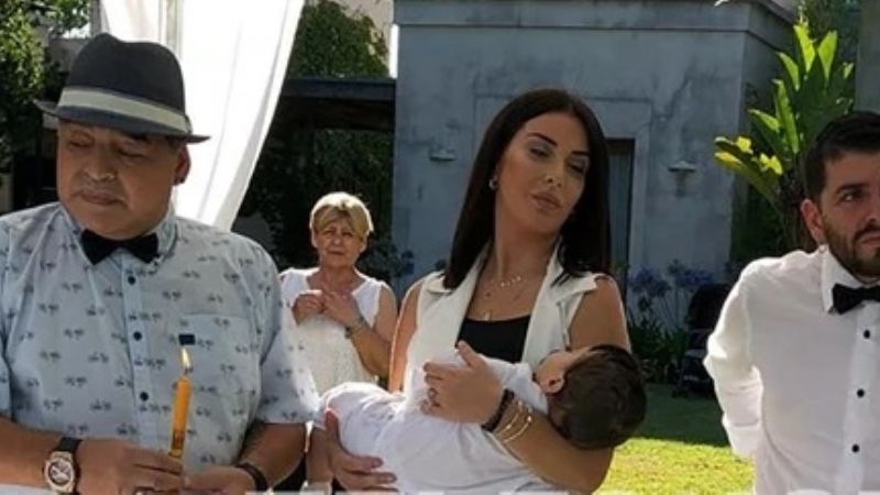 Maradona abuelo y padrino de su nieto italiano