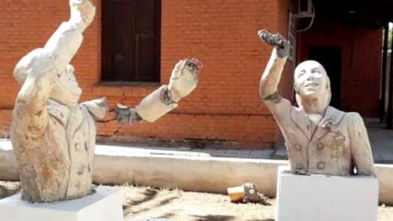 Lamentable: Atentaron contra los bustos de Perón y Evita