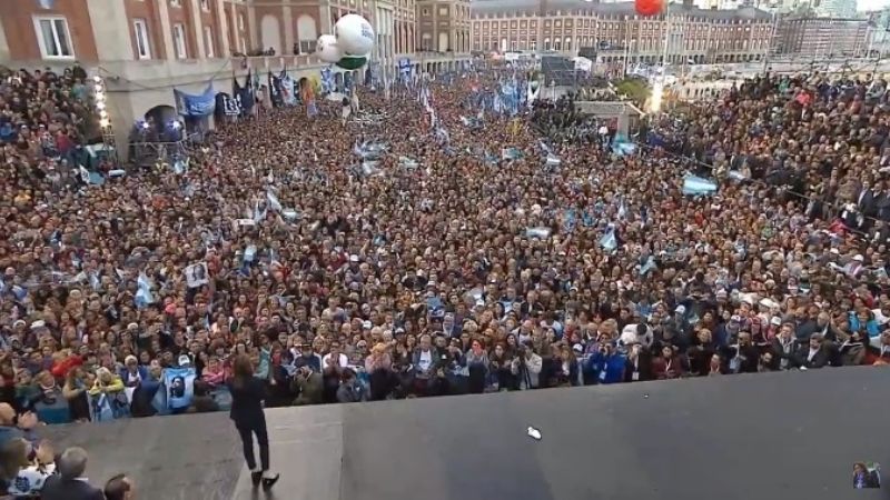 Corpacci, en el palco del acto de cierre del Frente de Todos