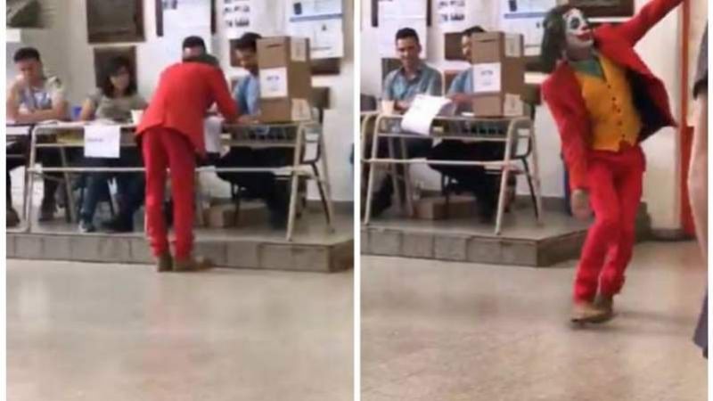 Otra perlita: fue a votar como "Joker"