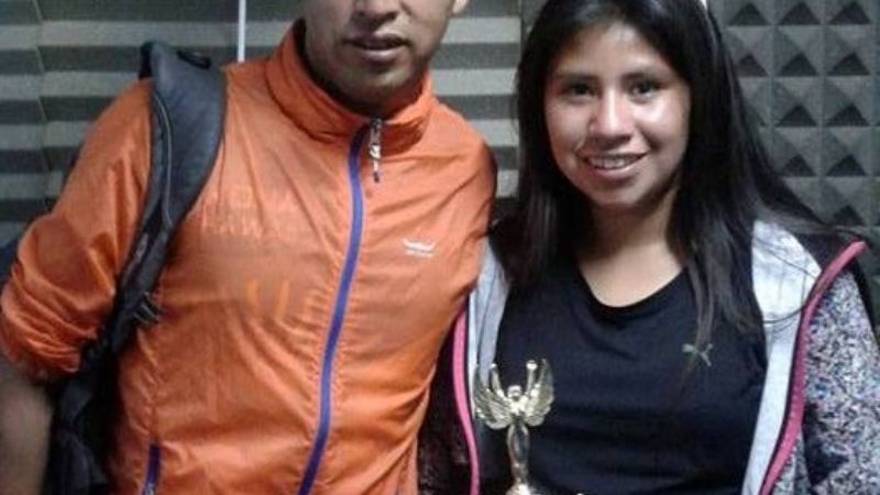 Nadine Vilca y Jonatan Gutiérrez, en el Nacional de Atletismo