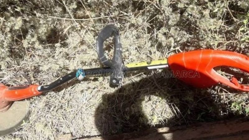 Encontraron una bordeadora oculta en un baldío