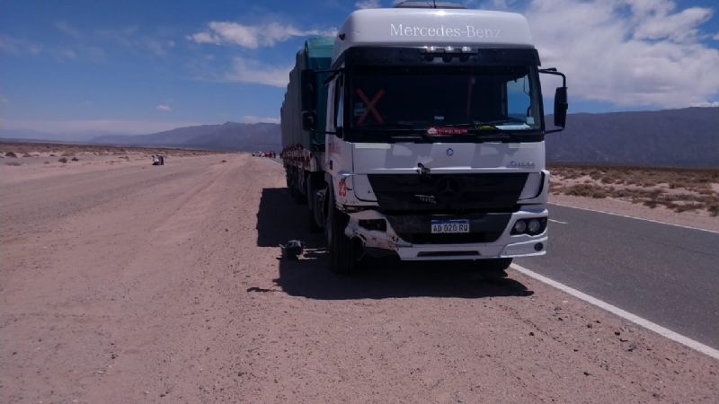 Camión chocó a un móvil policial en la ruta 40