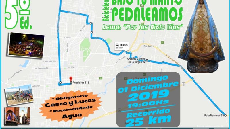 Preparan para la 5° bicicleteada en homenaje a la Virgen del Valle
