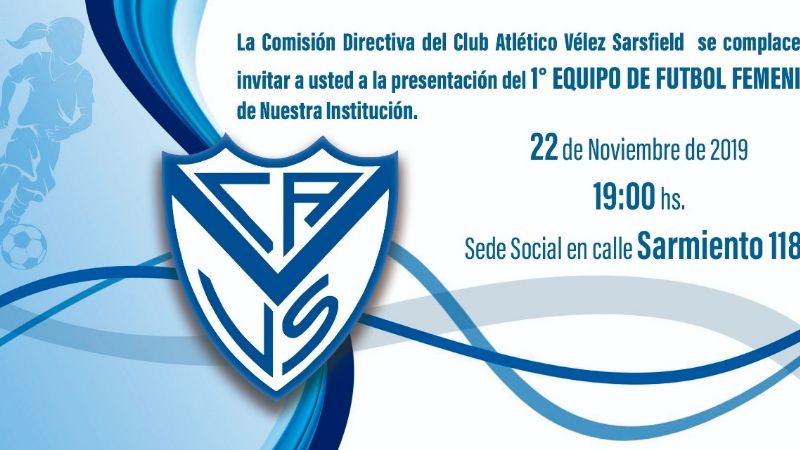 Vélez Sarsfield presenta este viernes su 1er. Equipo Femenino