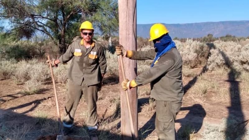 Intenso trabajo para reparar postes derribados por el viento