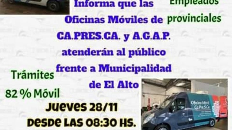 Oficinas móviles de Capresca y AGAP en El Alto