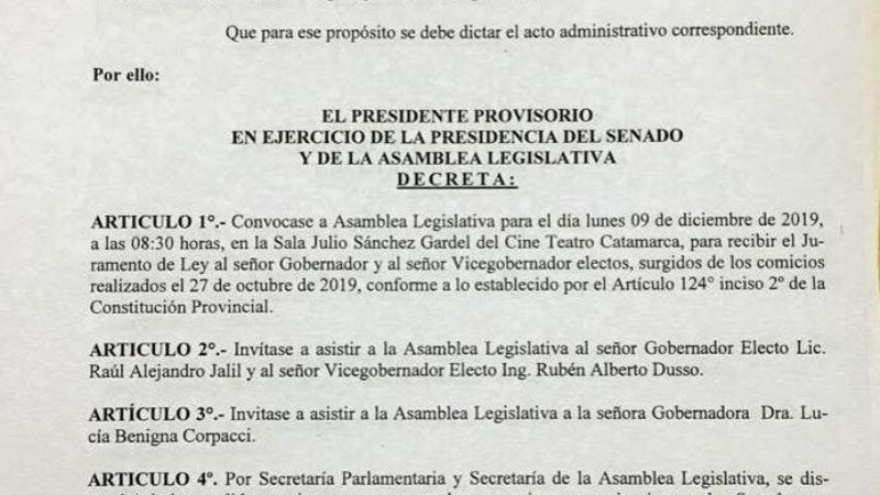 Convocan a sesión preparatoria en el Senado