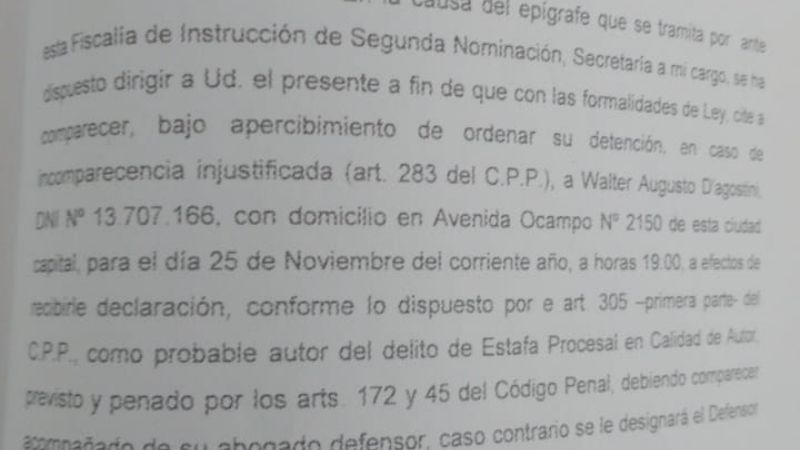 Ordenarían la detención de D´Agostini