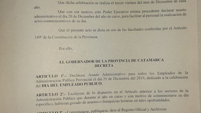 Asuetos para la Administración Pública por las fiestas