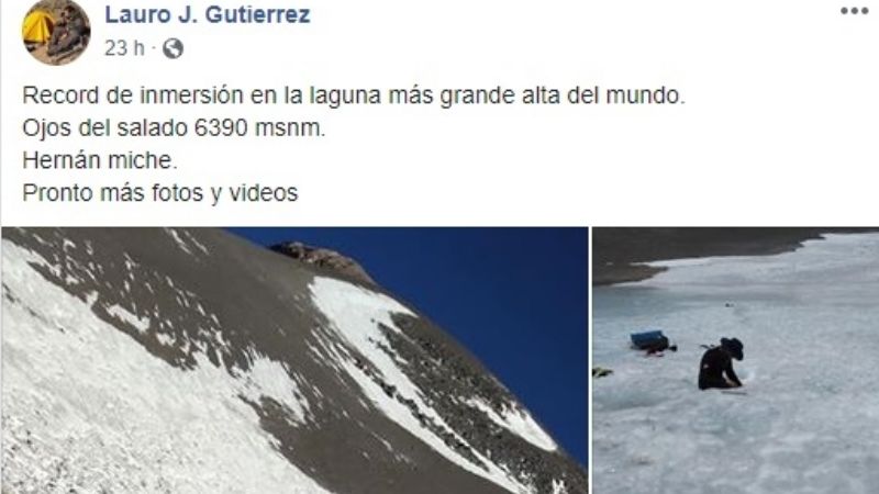 Record de inmersión: bucearon en la laguna Ojos del Salado