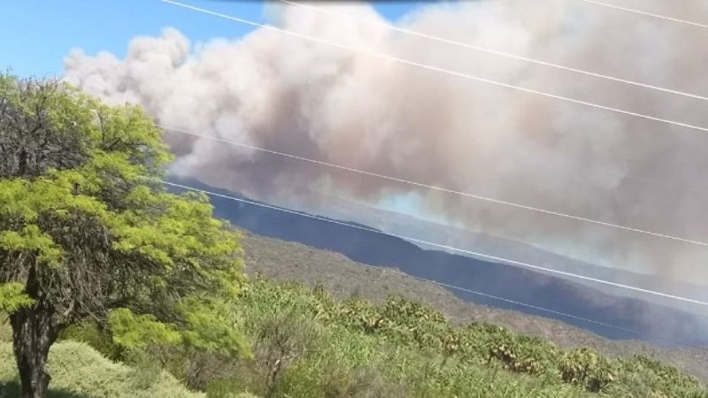 Impresionante incendio en el cerro Gracian