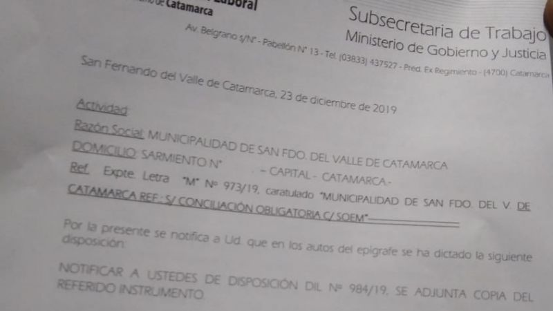 Intiman al SOEM a levantar el paro