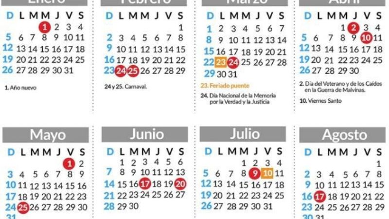 Todos los feriados de 2020: para hacer planes