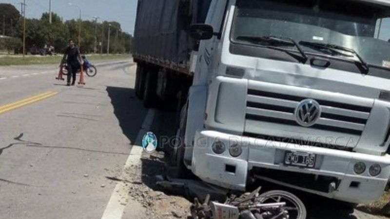 Camión arrolló a una moto en Ruta Nacional N°38