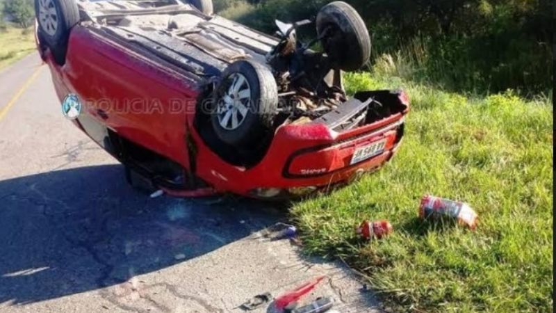 Volcó llegando a El Rodeo