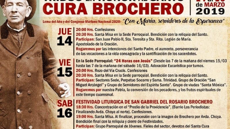 Triduo en honor al Santo Cura Brochero en el norte capitalino