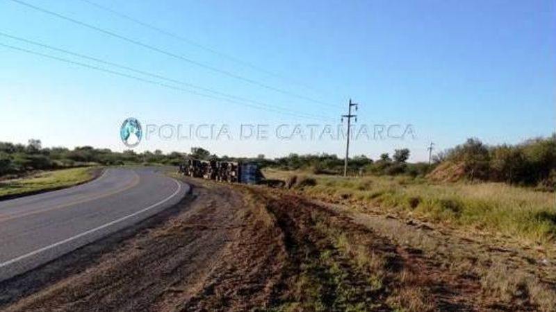 Otro camión volcó en "la curva de la muerte" en la ruta 157
