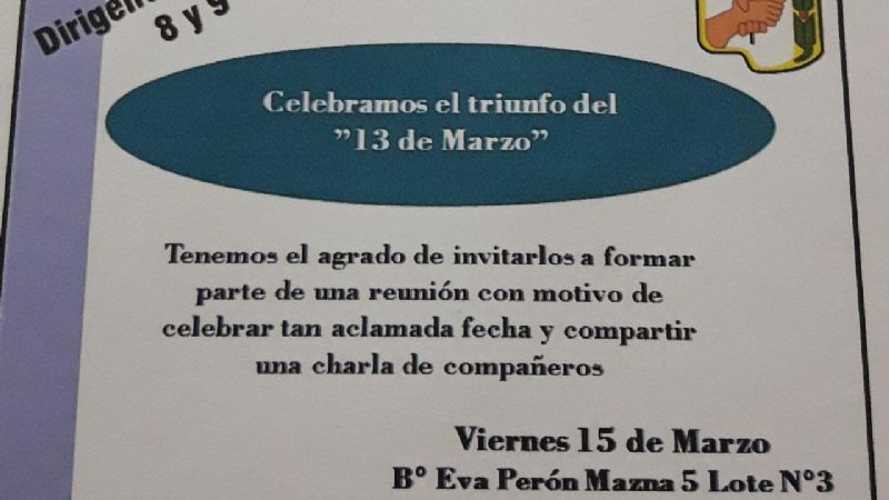 Festejo por el aniversario del triunfo del peronismo el 13 de marzo