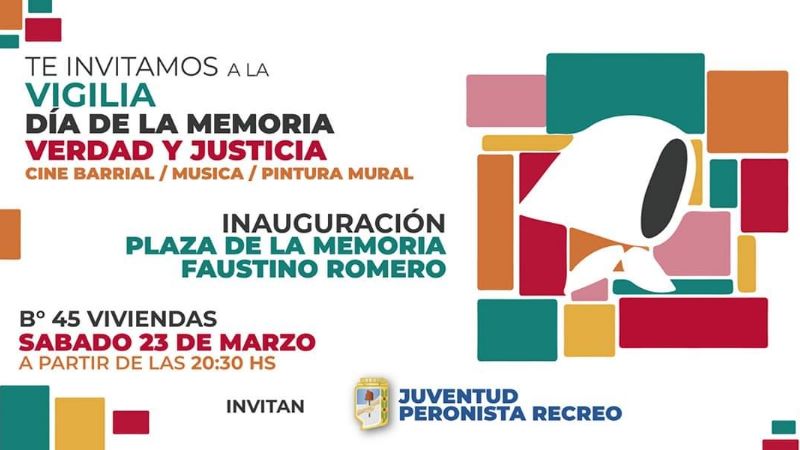 Vigilia e inauguración de la Plazoleta de la Memoria "Faustino Romero"