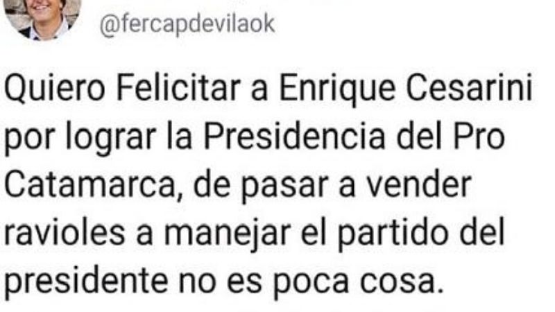 Capdevilla “saludó” a Cesarini por su triunfo