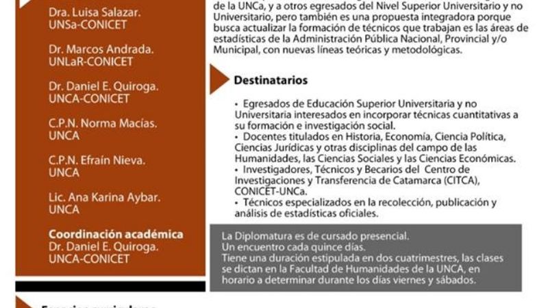 Dictarán Diplomatura en Estadística Aplicada a la Investigación Social