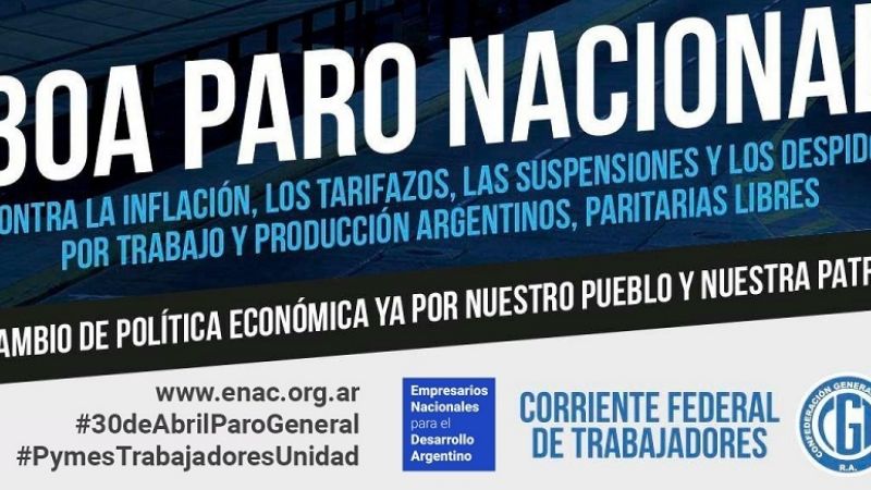 Empresas pymes adhieren al paro nacional del 30 de abril