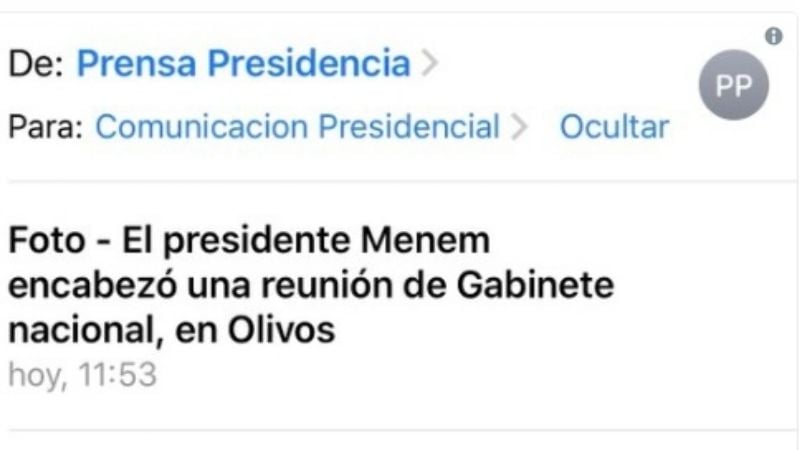 "El presidente Menem encabezó una reunión de Gabinete"
