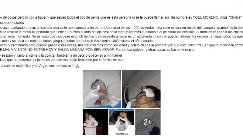 Salvaje golpiza a un adolescente que acompañaba a sus amigas