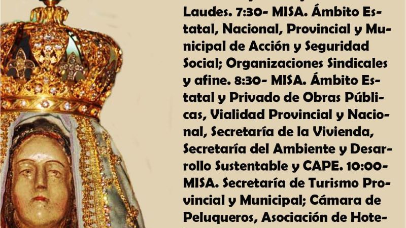 Programa de las fiestas marianas y actividades en la Gruta y la Ermita