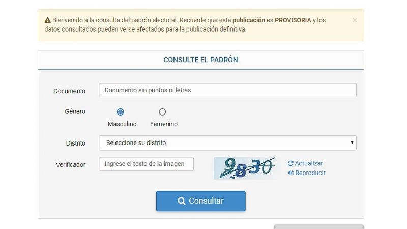 Consultá el padrón provisorio para las elecciones 2019