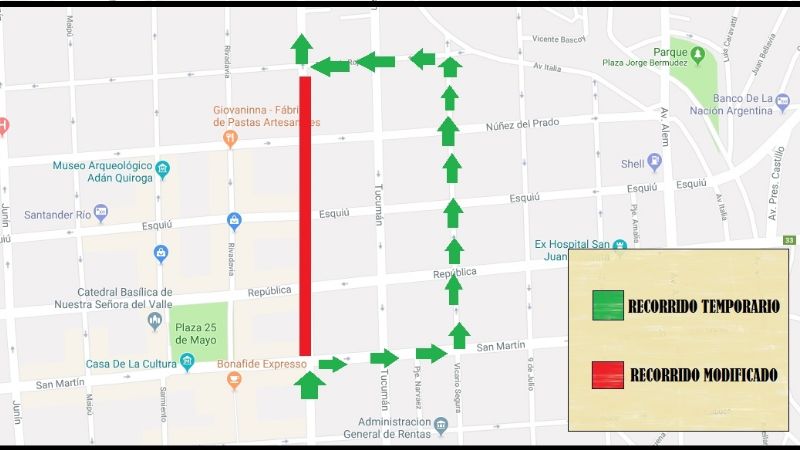 Por trabajos en calle Salta, cambian el recorrido de los colectivos