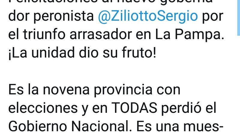 Gioja saludó el triunfo peronista en La Pampa