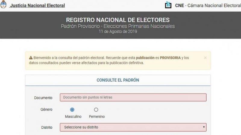 Elecciones: extienden el plazo para verificar el padrón provisorio