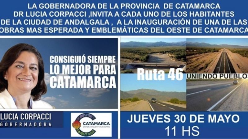 La Gobernadora Corpacci y el Presidente Macri inauguran la ruta 46