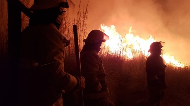Bomberos Voluntarios trabajaron ocho horas para apagar un incendio