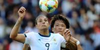 Soledad Jaimes, la delantera de la Argentina, hoy ante Japón.