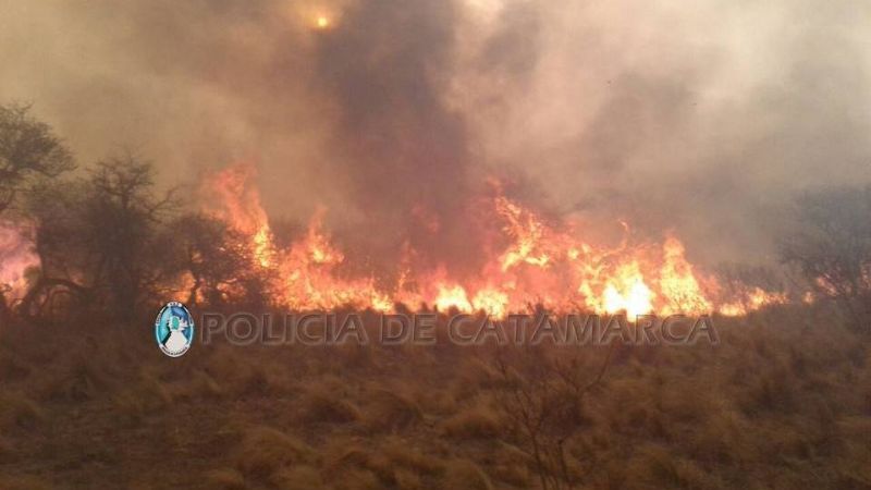 Incendio de pastizales y cañaverales en Valle Viejo