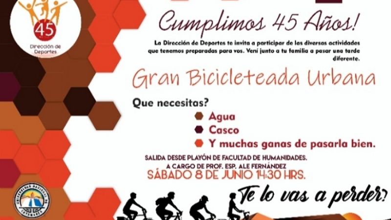 Este sábado “bicicleteada” de Deportes de la UNCa.