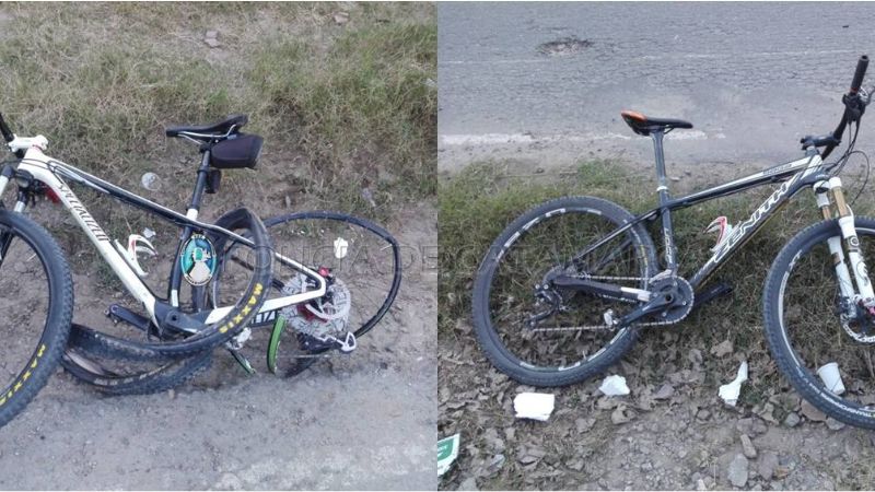 Una moto impactó a dos bicicletas y tres personas terminaron heridas