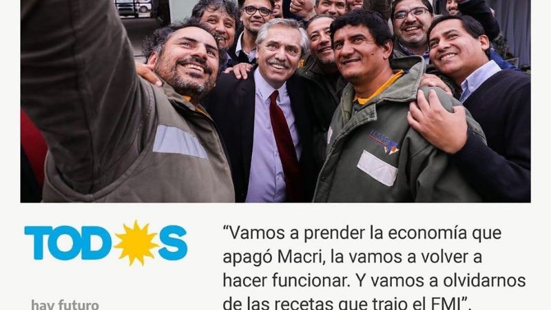 Empleados de EC SAPEM en tweet de Alberto Fernández