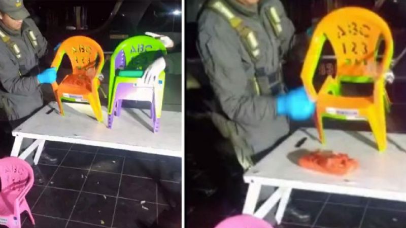 Ocultaban cocaína en sillitas plásticas para niños