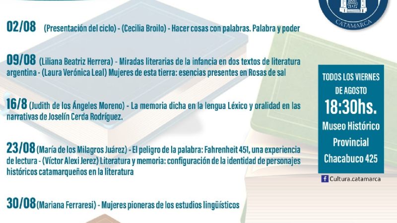“Viernes de letras en el Museo” en el mes de agosto