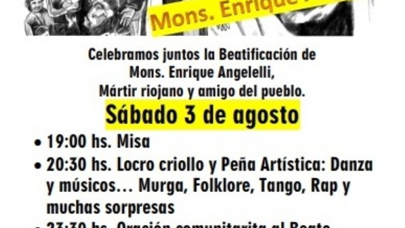 Actividades en honor al Beato Enrique Angelelli