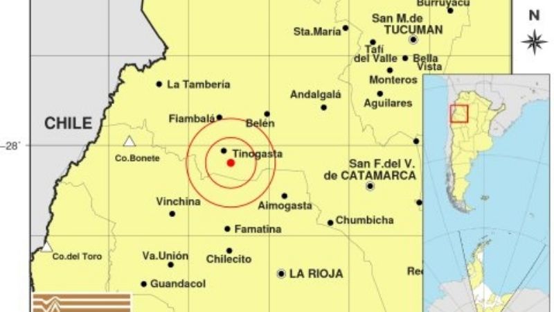 Sismo de 4,4° se registró cerca de Tinogasta