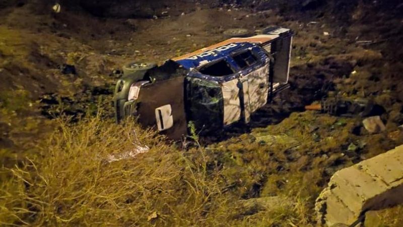 Tremendo vuelco de un móvil policial