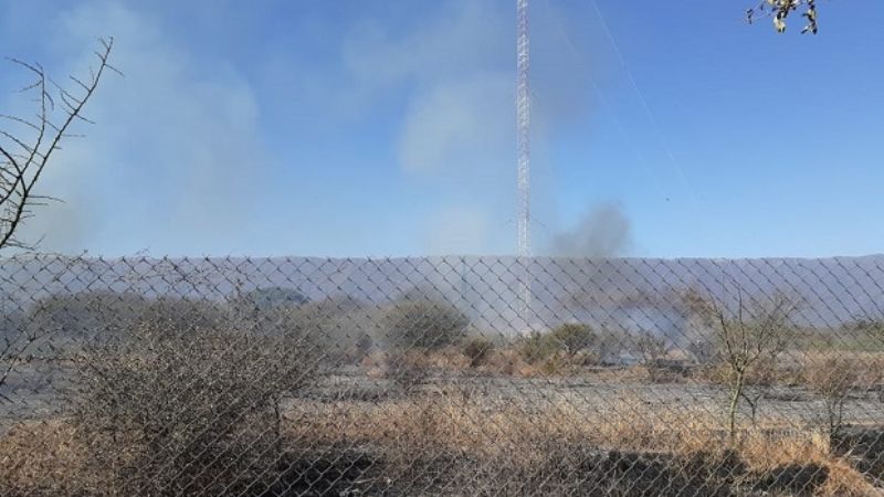 Incendio de pastizales en predio de Radio Nacional