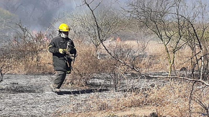 Incendio de pastizales en predio de Radio Nacional