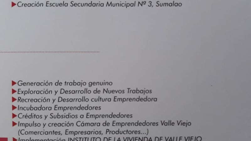 En busca de su reelección, Jalile presentó proyectos para Valle Viejo