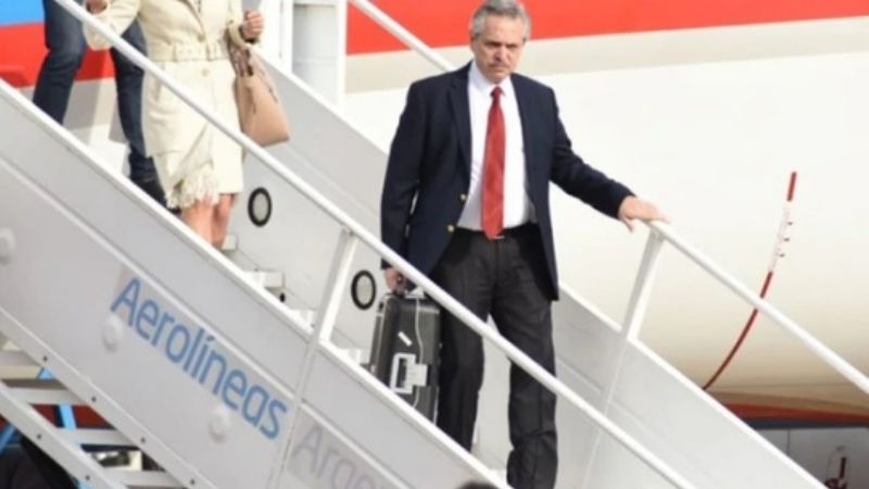 Alberto Fernández llegó a Madrid